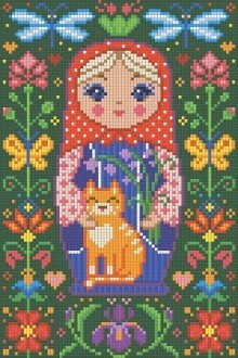 Diamond painting Matreshka with Cat AZ-1322 Size: 20*30