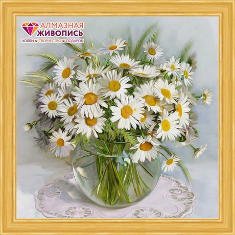 Diamond painting Morning Chamomiles AZ - 1511 Size: 40х40 - Hobby.lt 🇬🇧