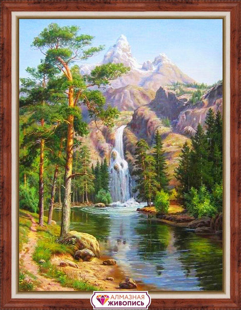 Diamond painting Mountain Waterfall AZ - 1347 Size: 30*40 - Hobby.lt 🇬🇧