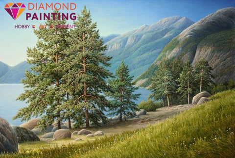 Diamond painting Pines near the Lake AZ-1139 Size: 50х33