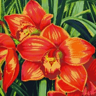 Diamond painting Red Orchids AZ-1026 Size: 51х51