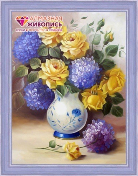 Diamond painting Roses & Hydrangeas AZ - 1508 Size: 30х40 - Hobby.lt 🇬🇧