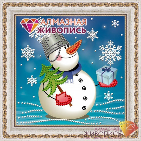 Diamond painting Snowman with the Gift AZ-3010 Size: 15х15