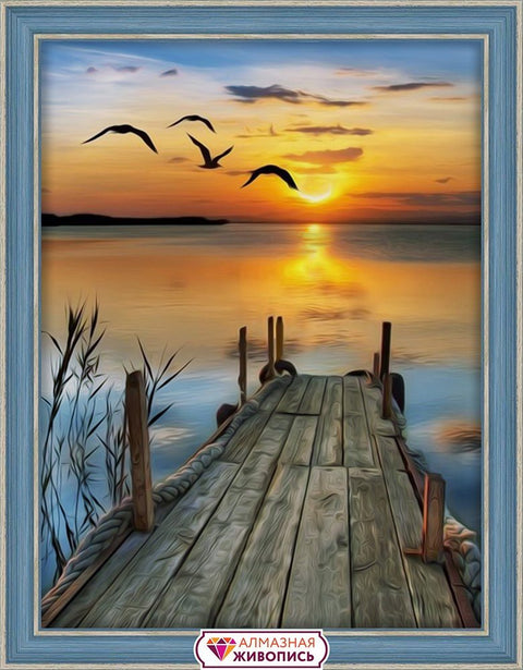 Diamond painting Sunset on the Lake AZ - 1493 Size: 30х40 - Hobby.lt 🇬🇧