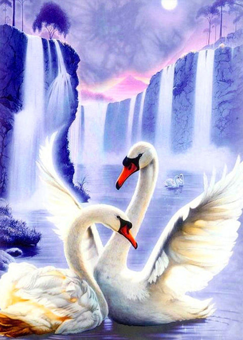 Diamond painting Swan Pair AZ - 197 Size: 50x67 - Hobby.lt 🇬🇧