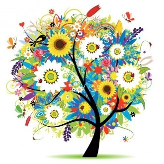 Diamond painting Tree with Flowers AZ-344 Size: 50x50