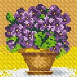 Diamond painting Violets in the Vase AZ - 1076 Size: 15х15 - Hobby.lt 🇬🇧