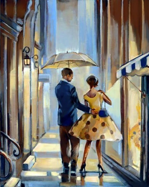 Diamond painting Walk Under the Rain AZ-1302 Size: 40х50