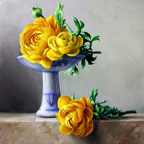 Diamond painting Yellow Peonies AZ - 1194 Size: 50х50 - Hobby.lt 🇬🇧