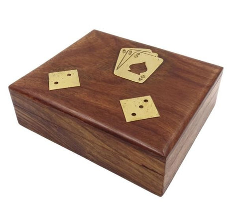 Dice and Cards in Wooden Box – WB114AZ