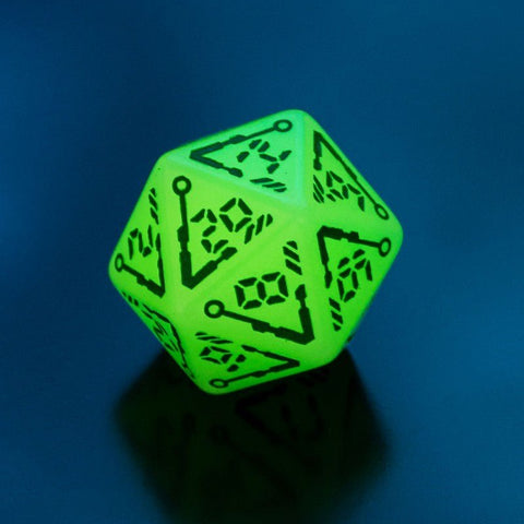 Digital Glowing Dice Set milky glow in the dark and green - Hobby.lt 🇬🇧