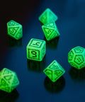 Digital Glowing Dice Set milky glow in the dark and green - Hobby.lt 🇬🇧