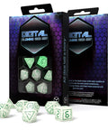 Digital Glowing Dice Set milky glow in the dark and green - Hobby.lt 🇬🇧