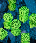 Digital Glowing Dice Set milky glow in the dark and green - Hobby.lt 🇬🇧