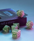 Digital Glowing Dice Set milky glow in the dark and green - Hobby.lt 🇬🇧