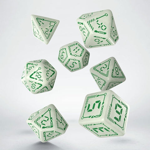 Digital Glowing Dice Set milky glow in the dark and green - Hobby.lt 🇬🇧