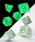 Digital Glowing Dice Set milky glow in the dark and green - Hobby.lt 🇬🇧