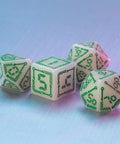 Digital Glowing Dice Set milky glow in the dark and green - Hobby.lt 🇬🇧