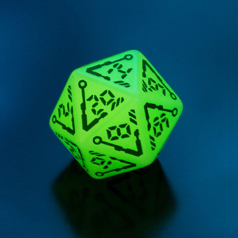 Digital Glowing Dice Set milky glow in the dark and green