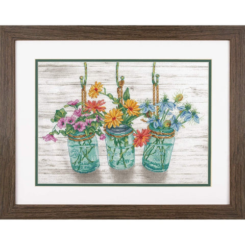 Flowers in Mason Jars - Cross Stitch Kit by DIMENSIONS