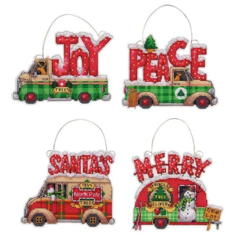 Holiday Truck Ornaments (12 x 10 cm) - Cross Stitch Kit by DIMENSIONS
