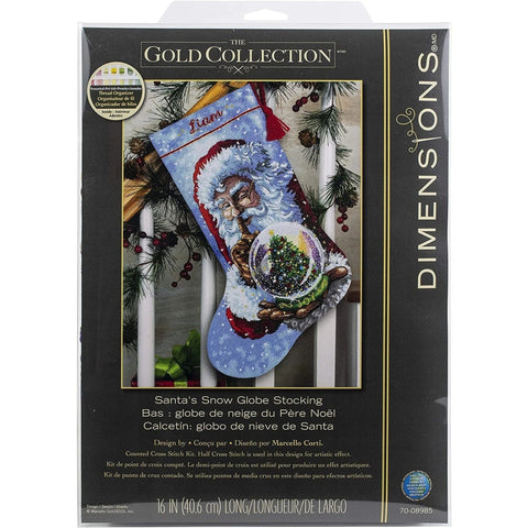 Stocking Santa Snow Globe - Cross Stitch Kit by DIMENSIONS