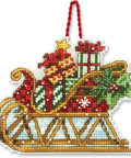 Sleigh Ornament (10.1 x 7.6 cm) - Cross Stitch Kit by DIMENSIONS