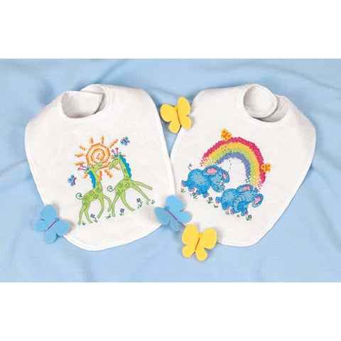 DIMENSIONS Noah's Ark Bibs, Stamped Cross Stitch_73126