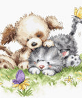 Dog and Cat with Butterfly SB1185 - Cross Stitch Kit - Hobby.lt 🇬🇧