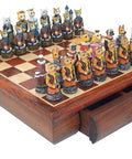 DOGS vs CATS: Handpainted Chess with Rare Wooden Chessboard & Box - Hobby.lt 🇬🇧