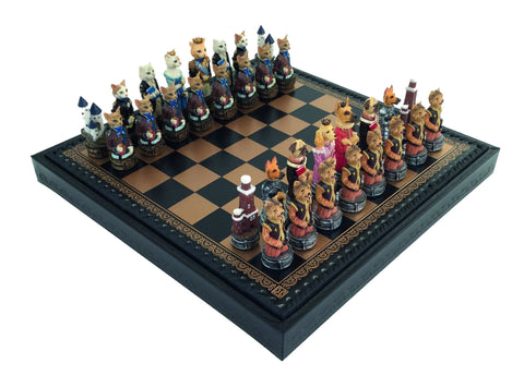 Dogs vs Cats: Unique Handpainted Chess with Box + Checker Set - Hobby.lt 🇬🇧