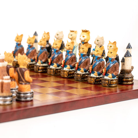 DOGS vs CATS: Unique Handpainted Chess with Leatherette Chessboard - Hobby.lt 🇬🇧