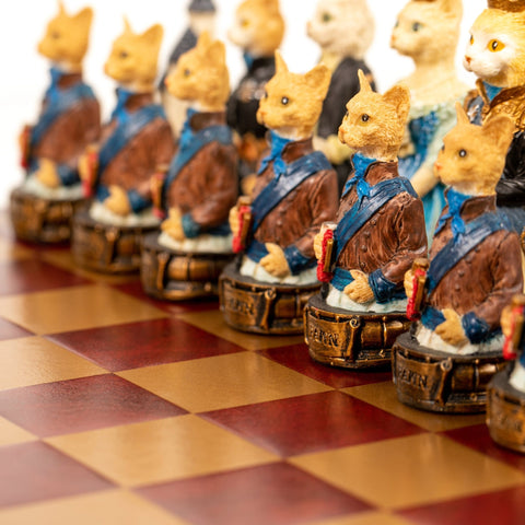 DOGS vs CATS: Unique Handpainted Chess with Leatherette Chessboard - Hobby.lt 🇬🇧