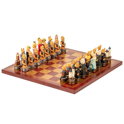 DOGS vs CATS: Unique Handpainted Chess with Leatherette Chessboard - Hobby.lt 🇬🇧