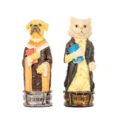 DOGS vs CATS: Unique Handpainted Chess with Leatherette Chessboard