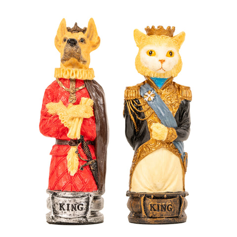 DOGS vs CATS: Unique Handpainted Chess with Leatherette Chessboard