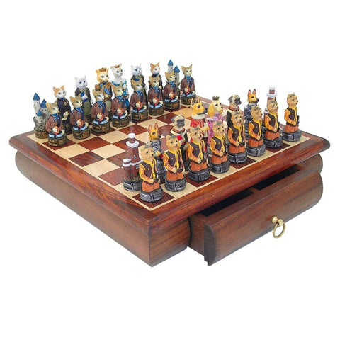 DOGS vs CATS Chess Rare Wood