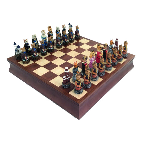 DOGS vs CATS Chess Walnut