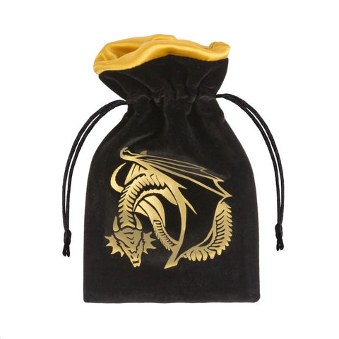 Dragon Velour Dice Bag Black and golden