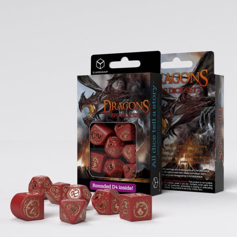 Dragons Modern Dice Set red and gold - Hobby.lt 🇬🇧