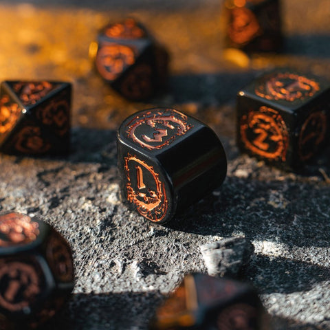 Dragons Modern Dice Set Black and copper