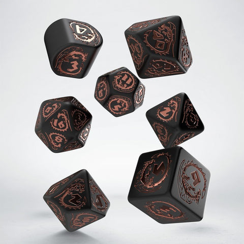 Dragons Modern Dice Set Black and copper