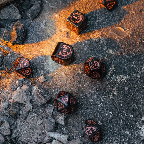 Dragons Modern Dice Set Black and copper