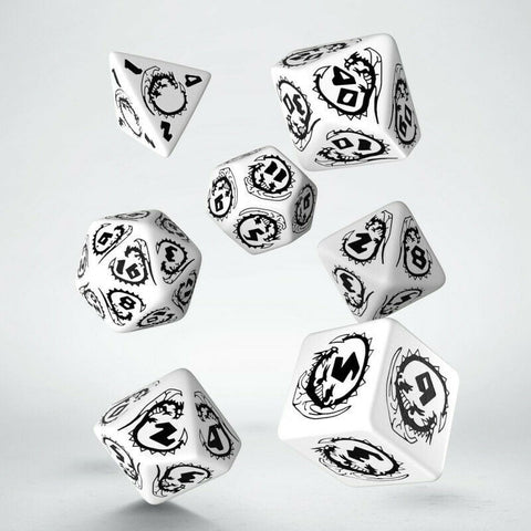 Dragons RPG Dice Set white and black