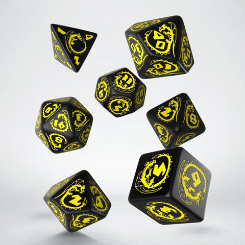 Dragons RPG Dice Set black and yellow