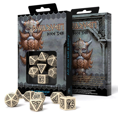 Dwarven Dice Set beige and black - Hobby.lt 🇬🇧