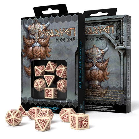 Dwarven Dice Set beige and burgundy - Hobby.lt 🇬🇧