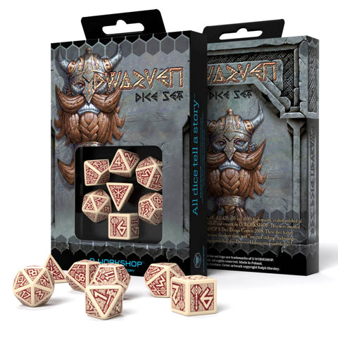 Dwarven Dice Set beige and burgundy