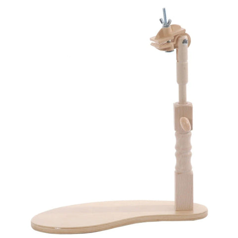 Elbesee Embroidery Hoop Stand with Seat, Adjustable Beechwood Frame Holder, Natural Wood, Rotating Head, for Most Hoops