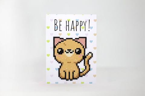 Diamond Painting Greeting Card Kit “Be Happy” with Envelope, Wizardi Cards Creative Craft Set for Beginners and Advanced Crafters